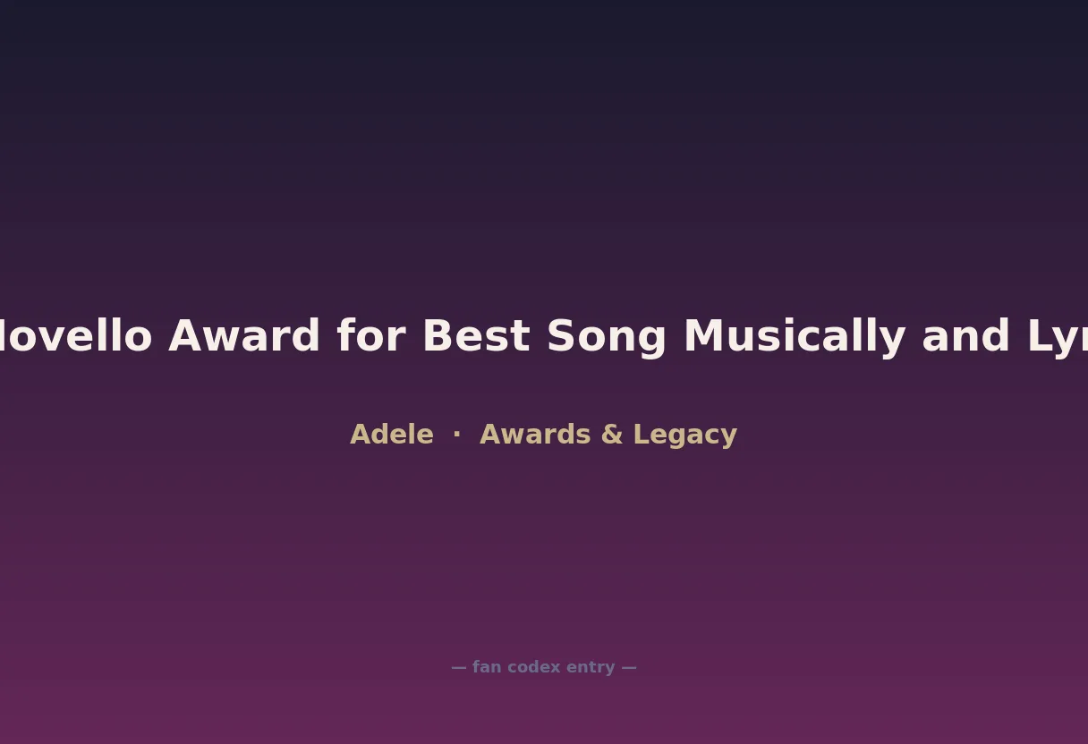 Ivor Novello Award for Best Song Musically and Lyrically