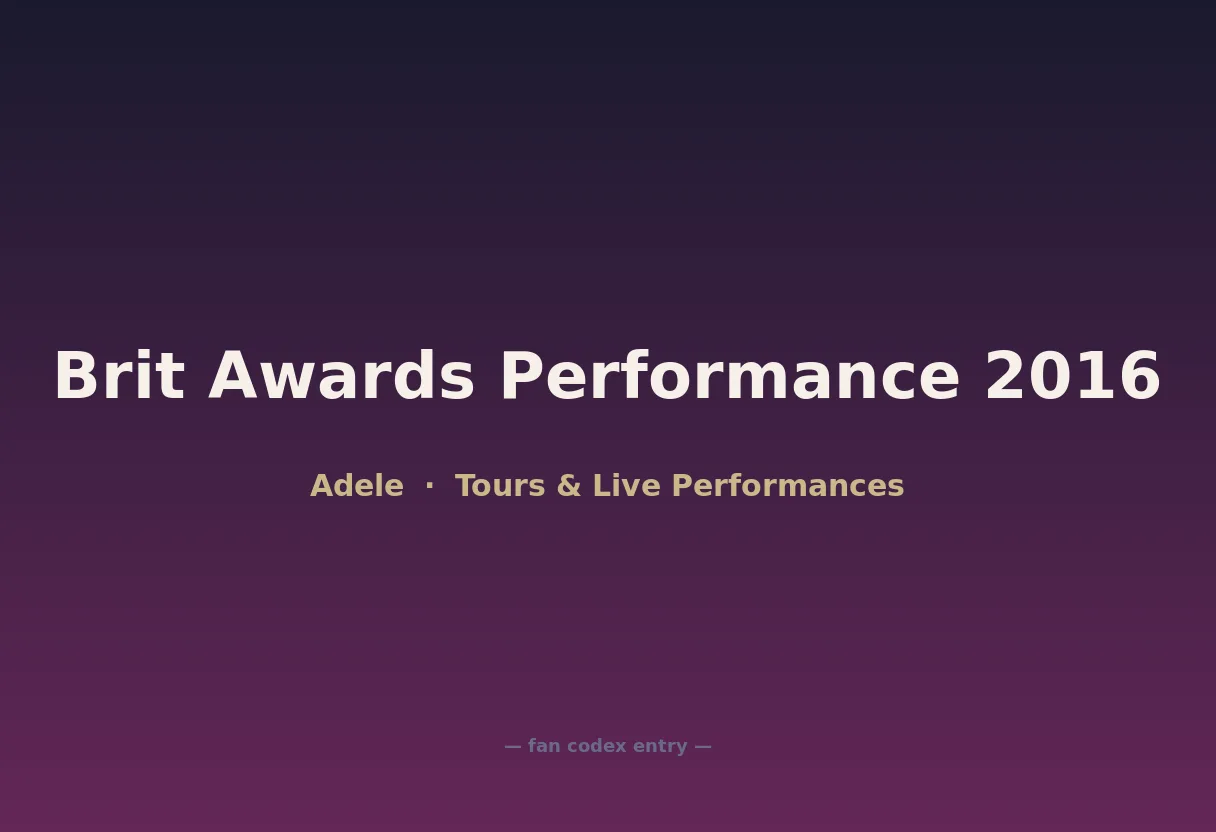 Brit Awards Performance 2016